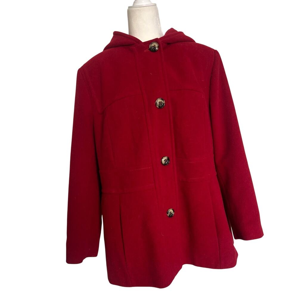 Jason Kole 1x Plus Women red wool pea coat 1047